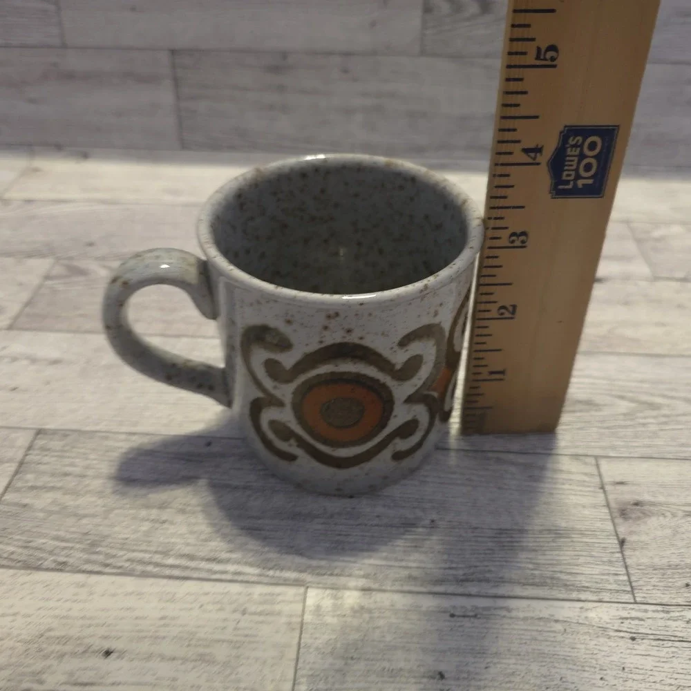 Retro Speckled Teacup with brown and orange decoration‎ Mug Cup Coffee - Picture 6 of 7